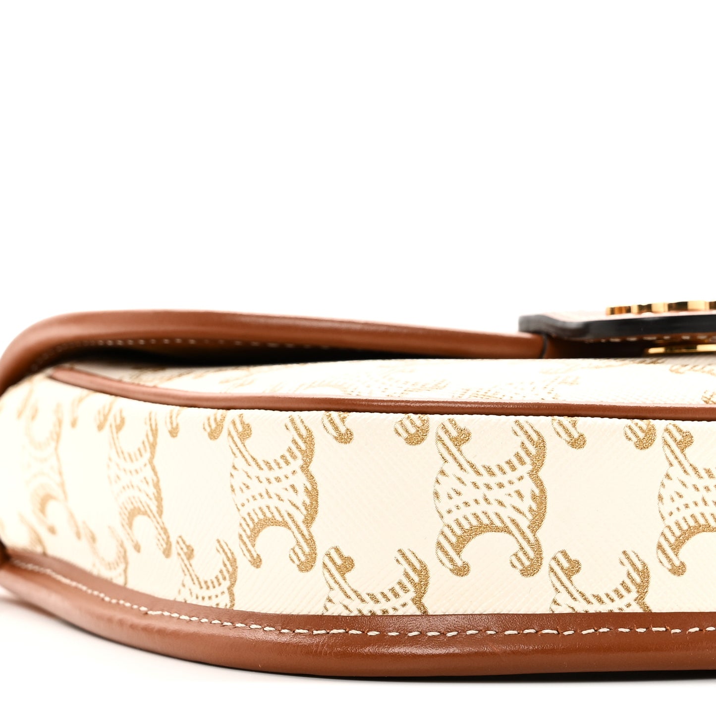 Triomphe Canvas Calfskin Mini Besace Bag White
