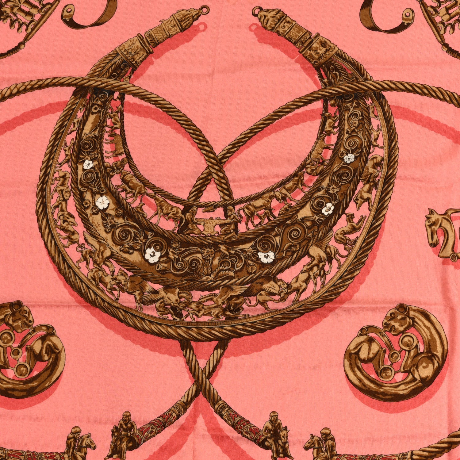 Hermes Silk Cashmere Les Cavaliers D'Or Scarf 140 1863878