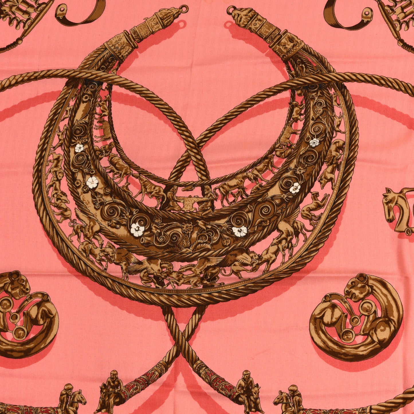 Silk Cashmere Les Cavaliers D'Or Scarf 140