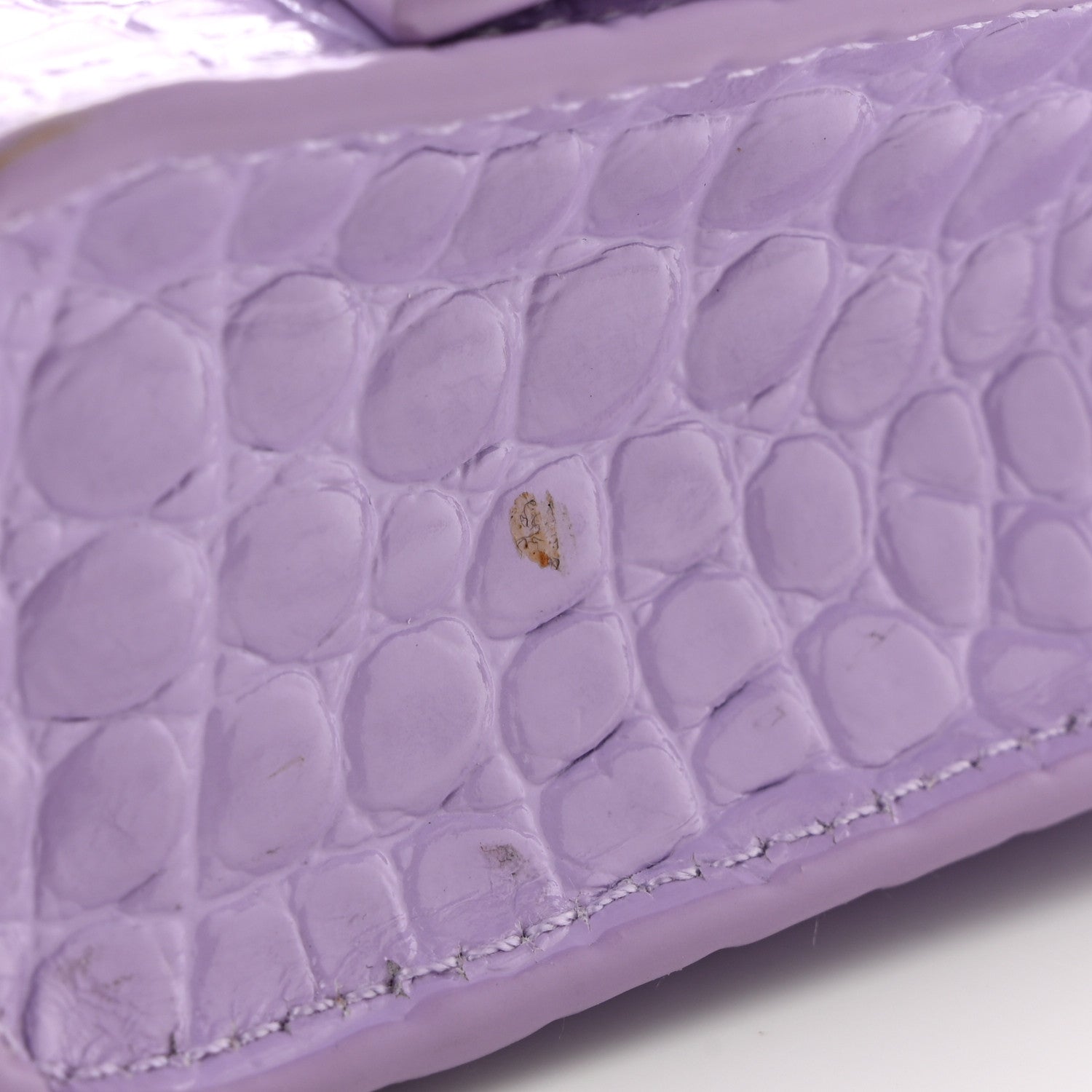 Balenciaga Shiny Calfskin Crocodile Embossed Hourglass Chain Bag Lilac 13 of 13