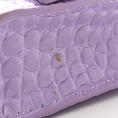 Balenciaga Shiny Calfskin Crocodile Embossed Hourglass Chain Bag Lilac 13 of 13