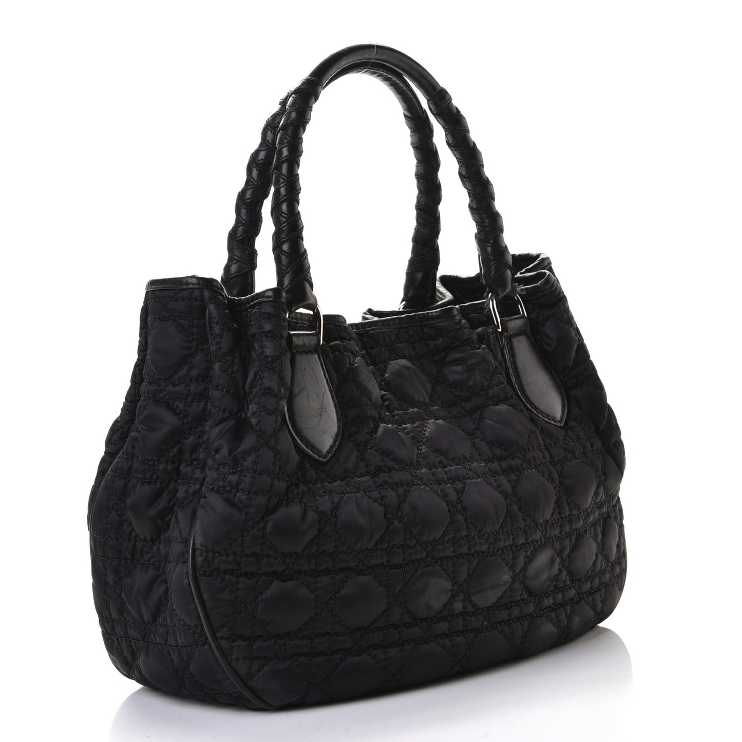 Nylon Cannage Shopper Tote Black