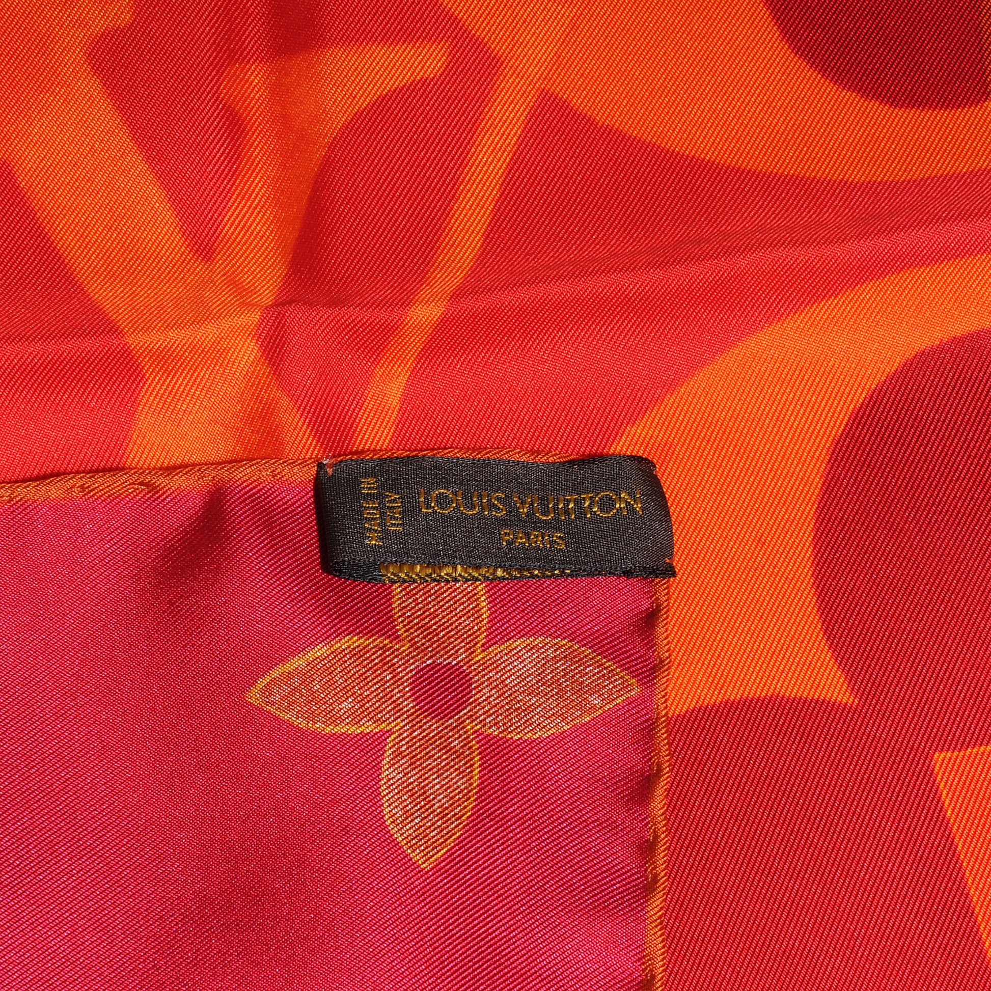 Louis Vuitton Silk Monographic Carre Scarf Orange 4 of 5