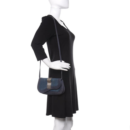 Christian Dior Stingray Suede Double Saddle Bag Blue 2 of 11
