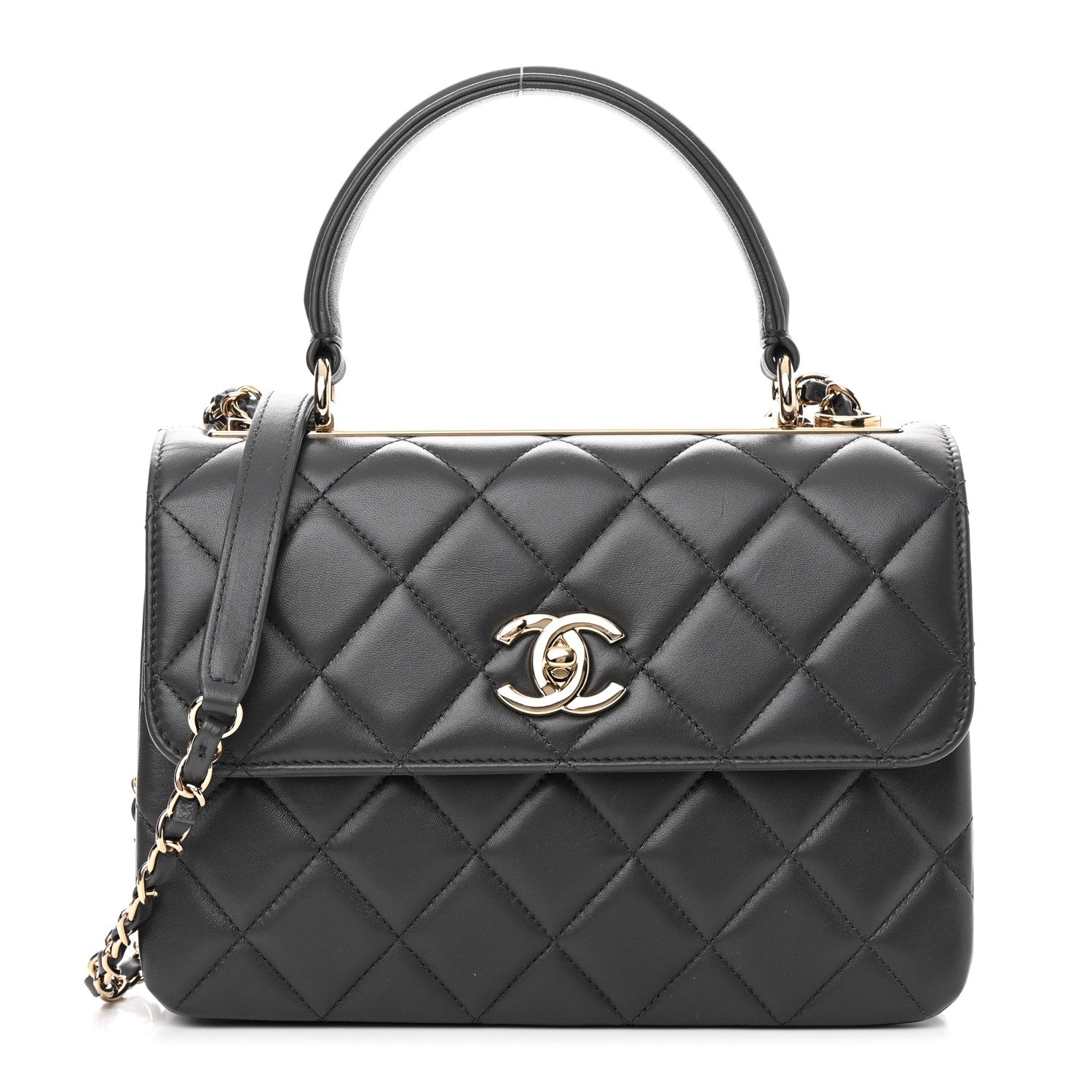 Chanel Lambskin Quilted Small Trendy CC Dual Handle Flap Bag Dark Grey 1 of 11
