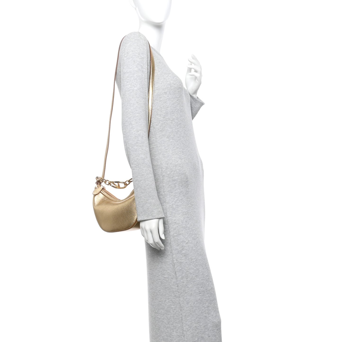 Metallic Nappa Mini Vlogo Moon Hobo Bag Gold