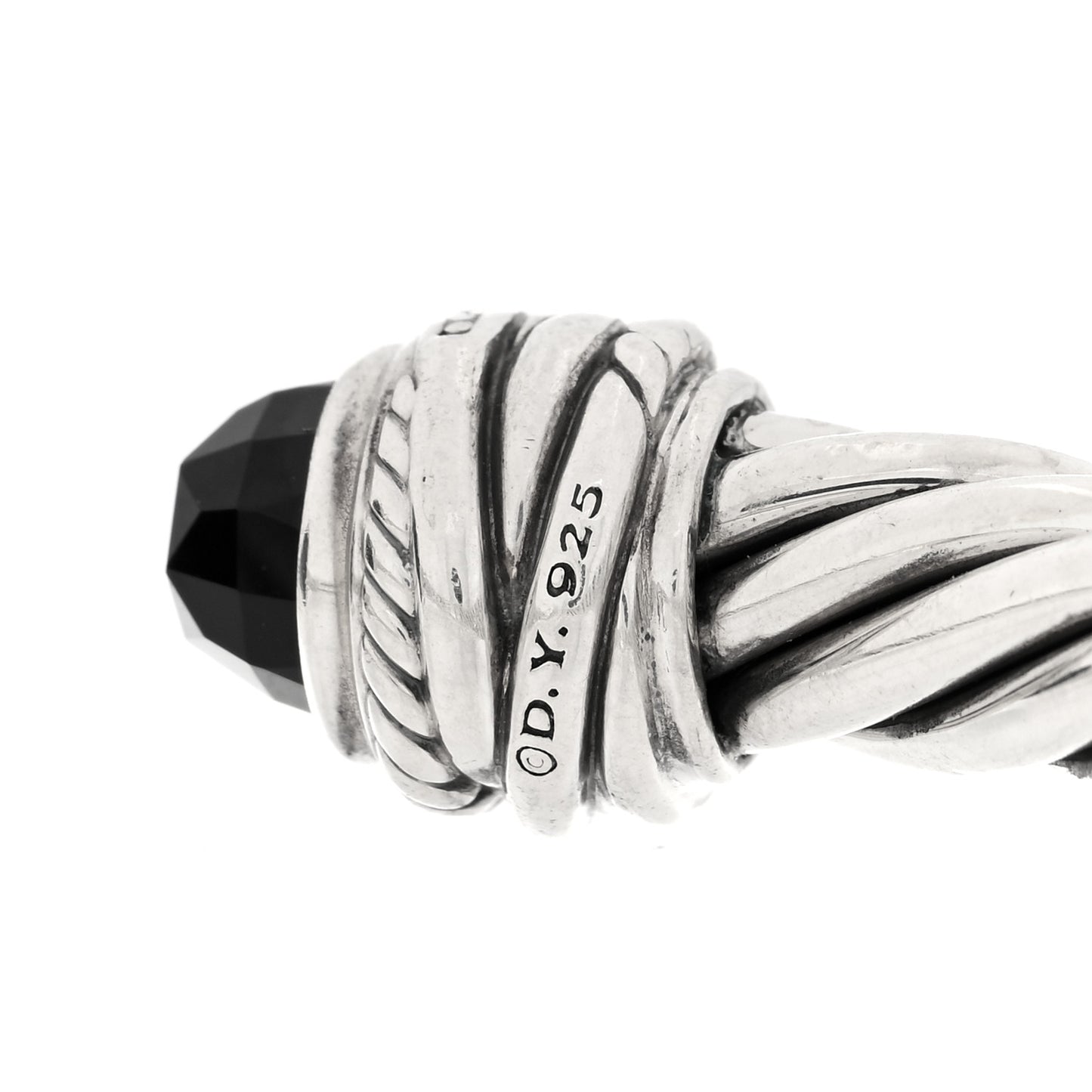 Sterling Silver Diamond Black Onyx 8mm Cable Crossover Bracelet