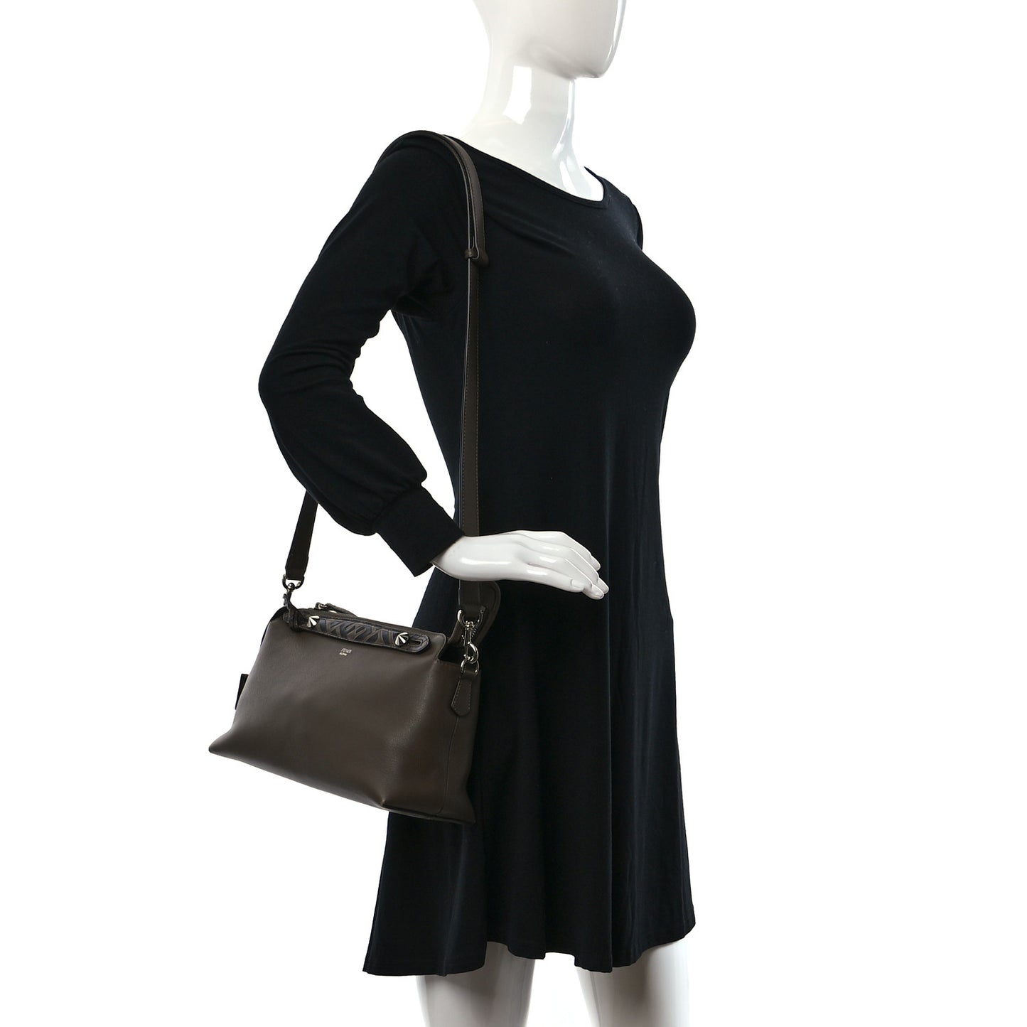 Vitello Dolce Bi-Color FF 1974 Embossed Medium By The Way Boston Bag Maya Black