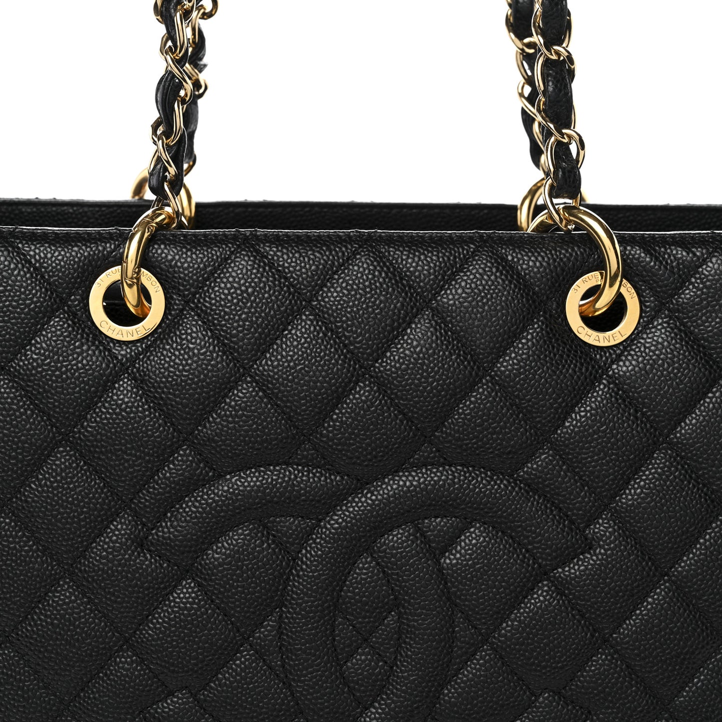 Caviar Quilted Grand Shopping Tote GST Black