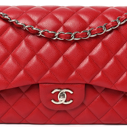 Chanel Caviar Quilted Jumbo Double Flap Red 8 of 10