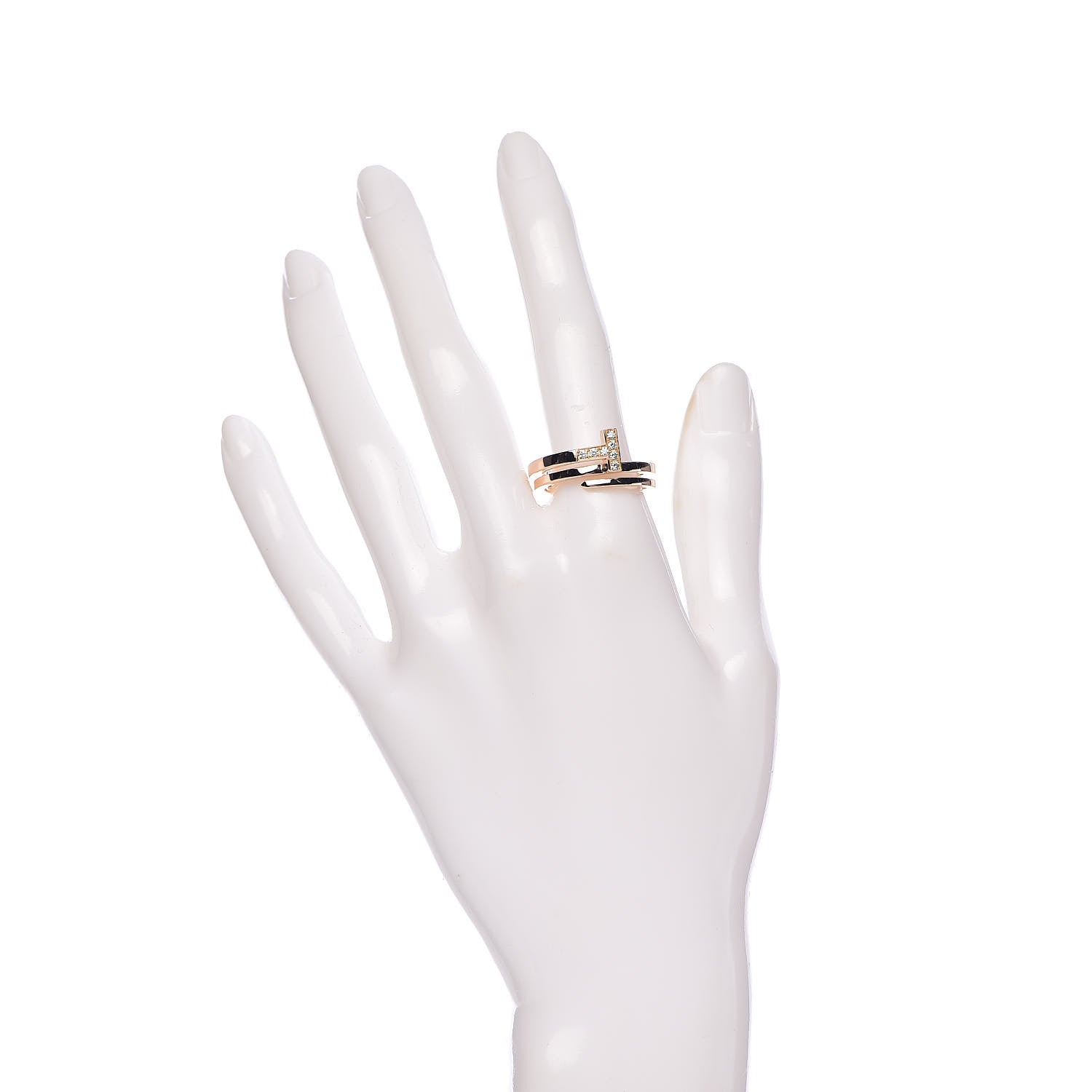 Tiffany 18K Rose Gold Diamond T Square Wrap Ring 58 8.25 2 of 6