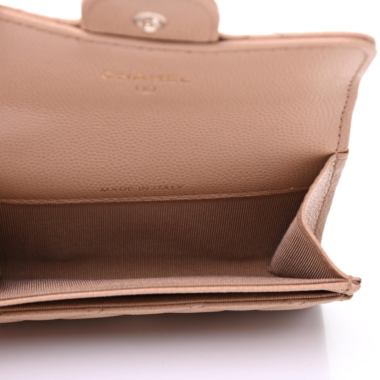 Chanel Caviar Quilted Flap Card Holder Wallet Beige 5 of 9