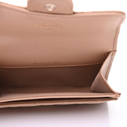 Chanel Caviar Quilted Flap Card Holder Wallet Beige 5 of 9