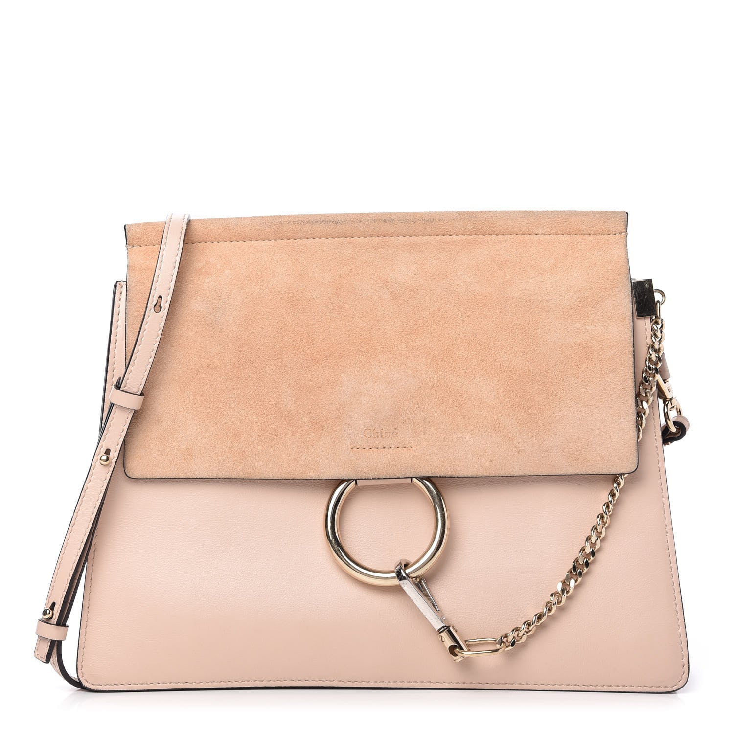 Chloe Calfskin Suede Medium Faye Shoulder Bag Cement Pink 1 of 12