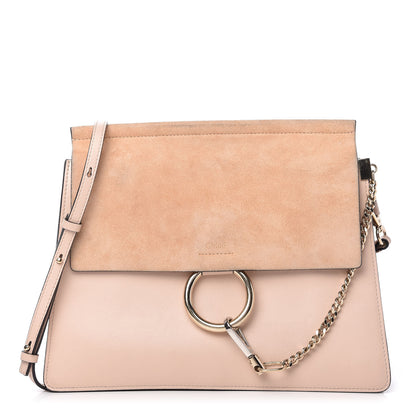 Chloe Calfskin Suede Medium Faye Shoulder Bag Cement Pink 1 of 12