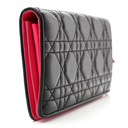 Christian Dior Lambskin Cannage Bi-Color Lady Dior Flap Card Holder Black Pink 3 of 10