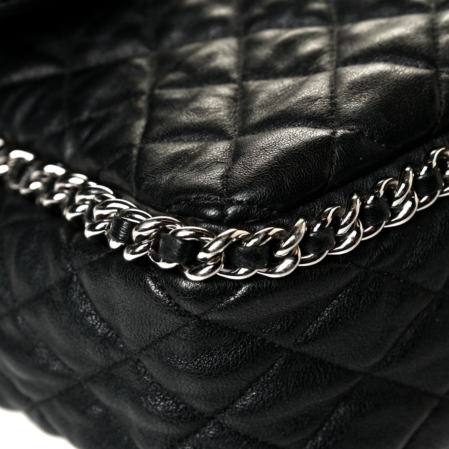 Chanel Washed Lambskin Quilted Maxi Chain Around Flap Black 6 of 9