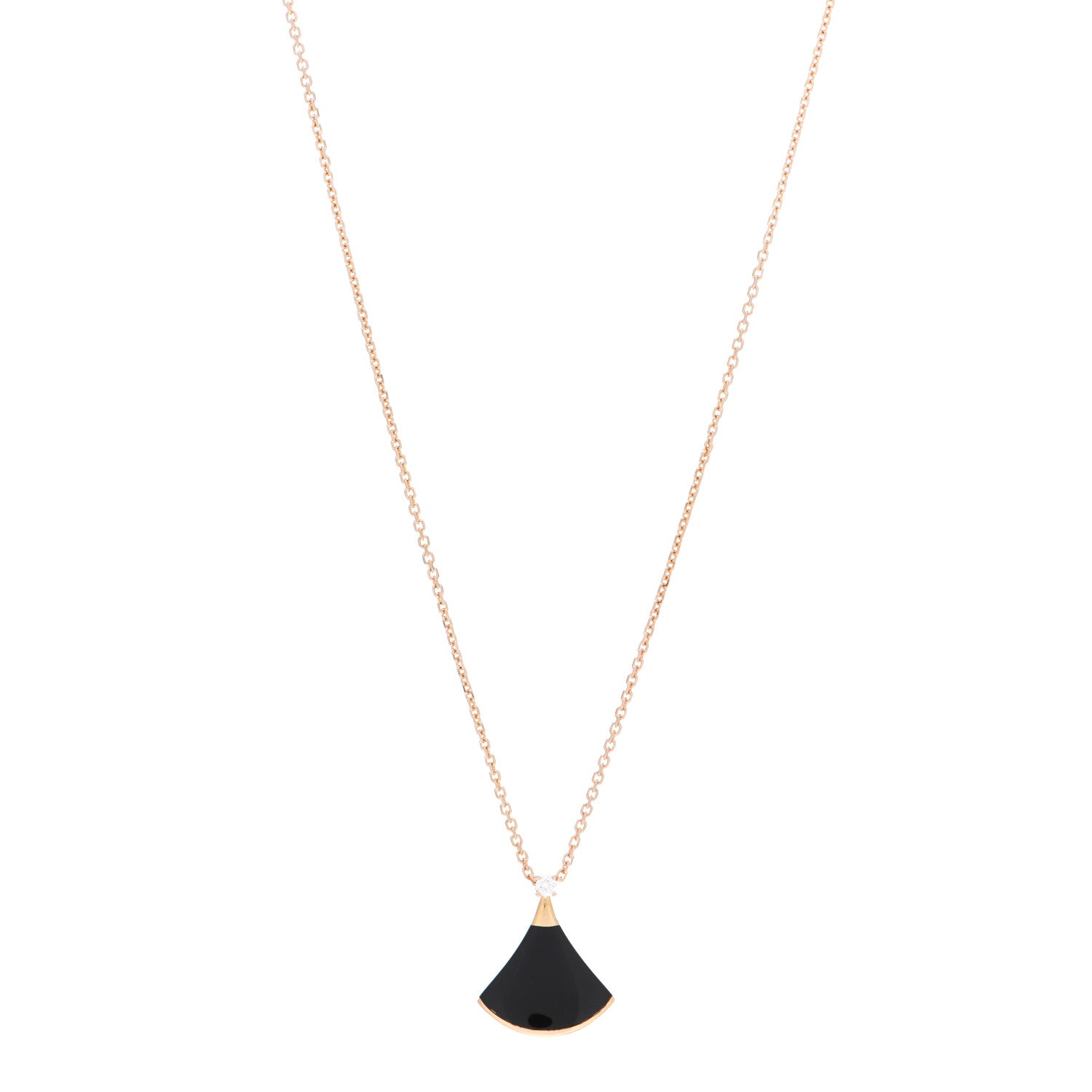 Bulgari 18K Rose Gold Diamond Black Onyx Divas' Dream Pendant Necklace 1 of 5