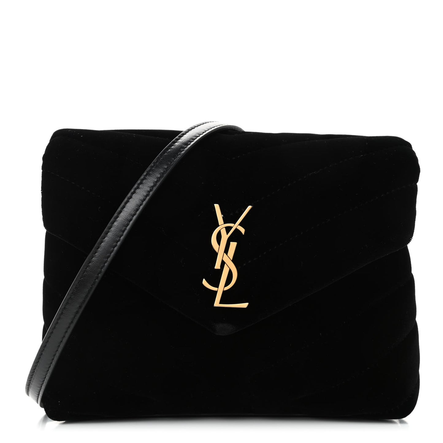 Velvet Y Quilted Monogram Toy Loulou Chain Satchel French Black