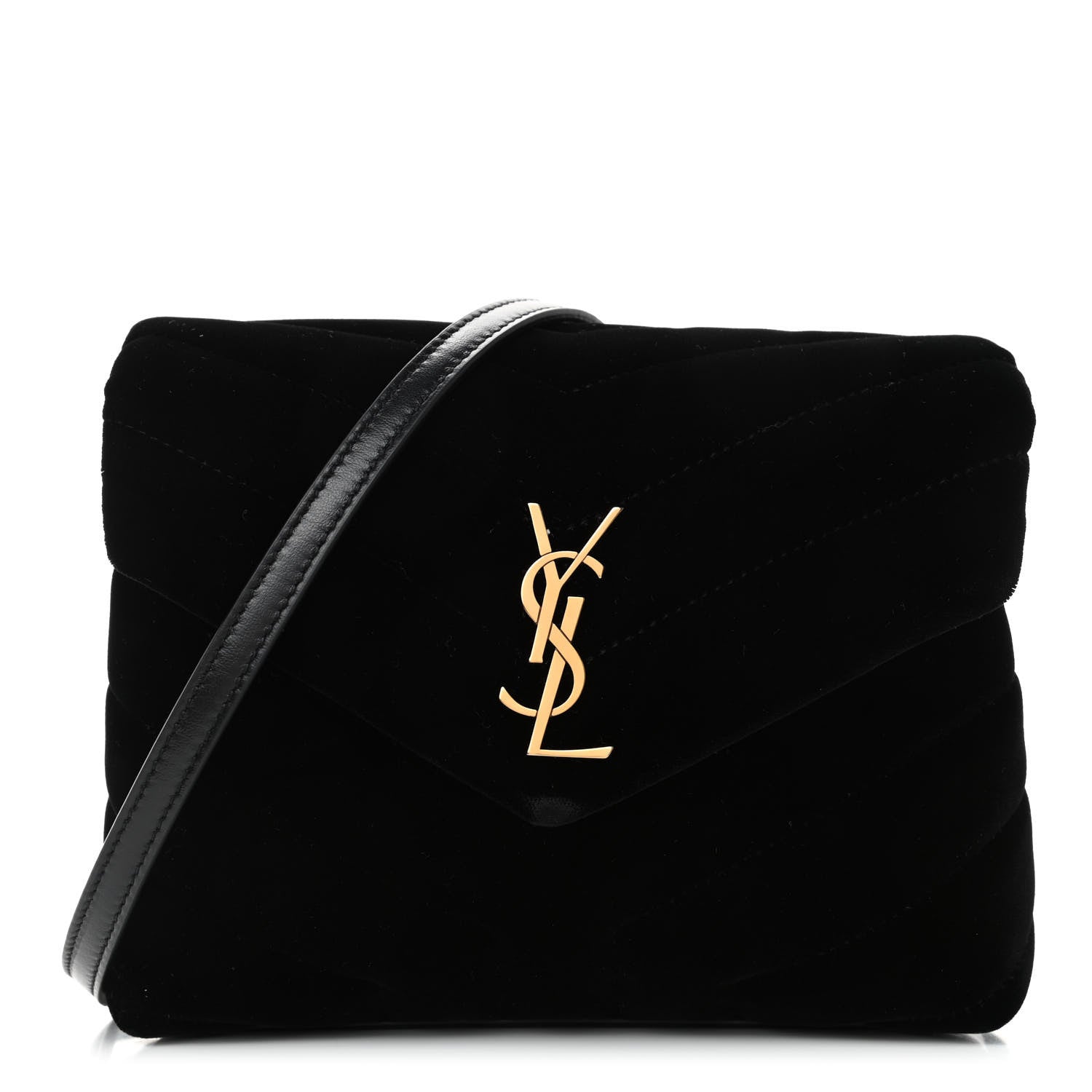 Saint Laurent Velvet Y Quilted Monogram Toy Loulou Chain Satchel French Black 1 of 4