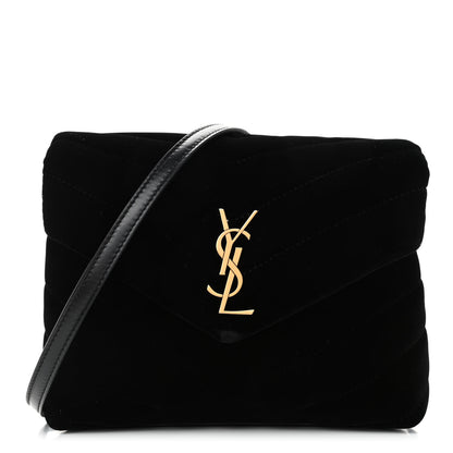 Saint Laurent Velvet Y Quilted Monogram Toy Loulou Chain Satchel French Black 1 of 4