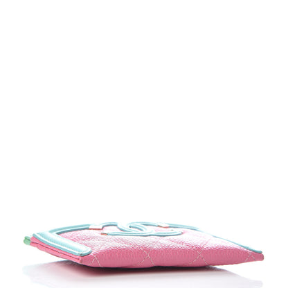 Chanel Caviar Quilted CC Filigree Card Holder Pink Blue Green 4 of 11
