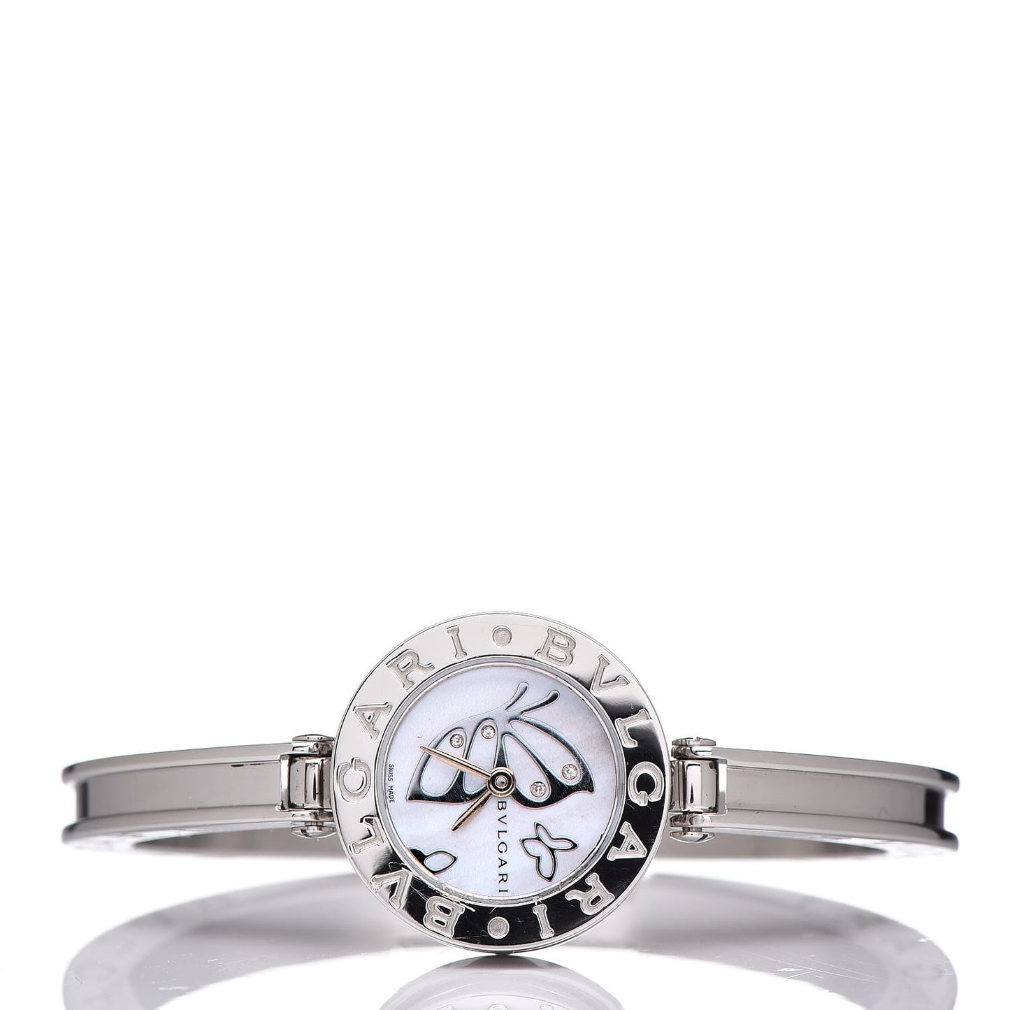 Stainless Steel Diamond Mother of Pearl 22mm B.Zero1 Butterfly Quartz Watch