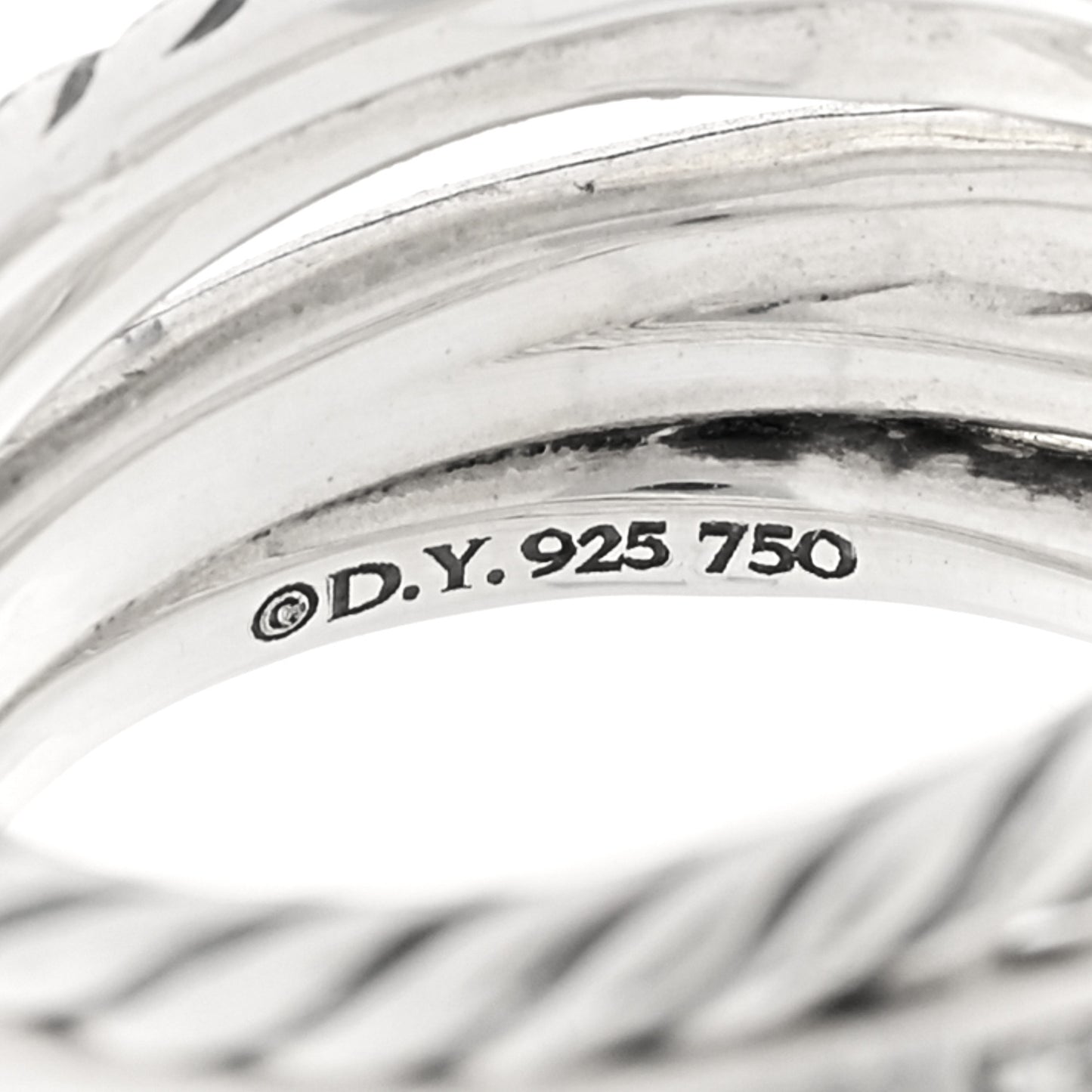 Sterling Silver 18K Yellow Gold Diamond 11mm Wide Crossover Cable Ring 54 7