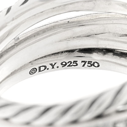 David Yurman Sterling Silver 18K Yellow Gold Diamond 11mm Wide Crossover Cable Ring 54 7 4 of 4