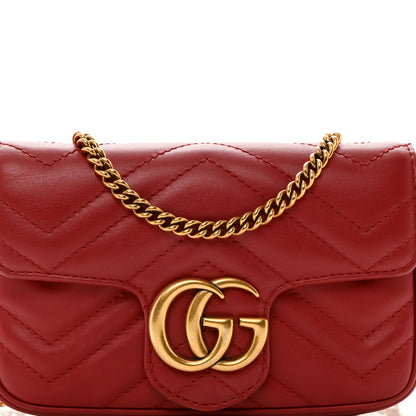 Gucci Calfskin Matelasse Super Mini GG Marmont Shoulder Bag Hibiscus Red 8 of 10