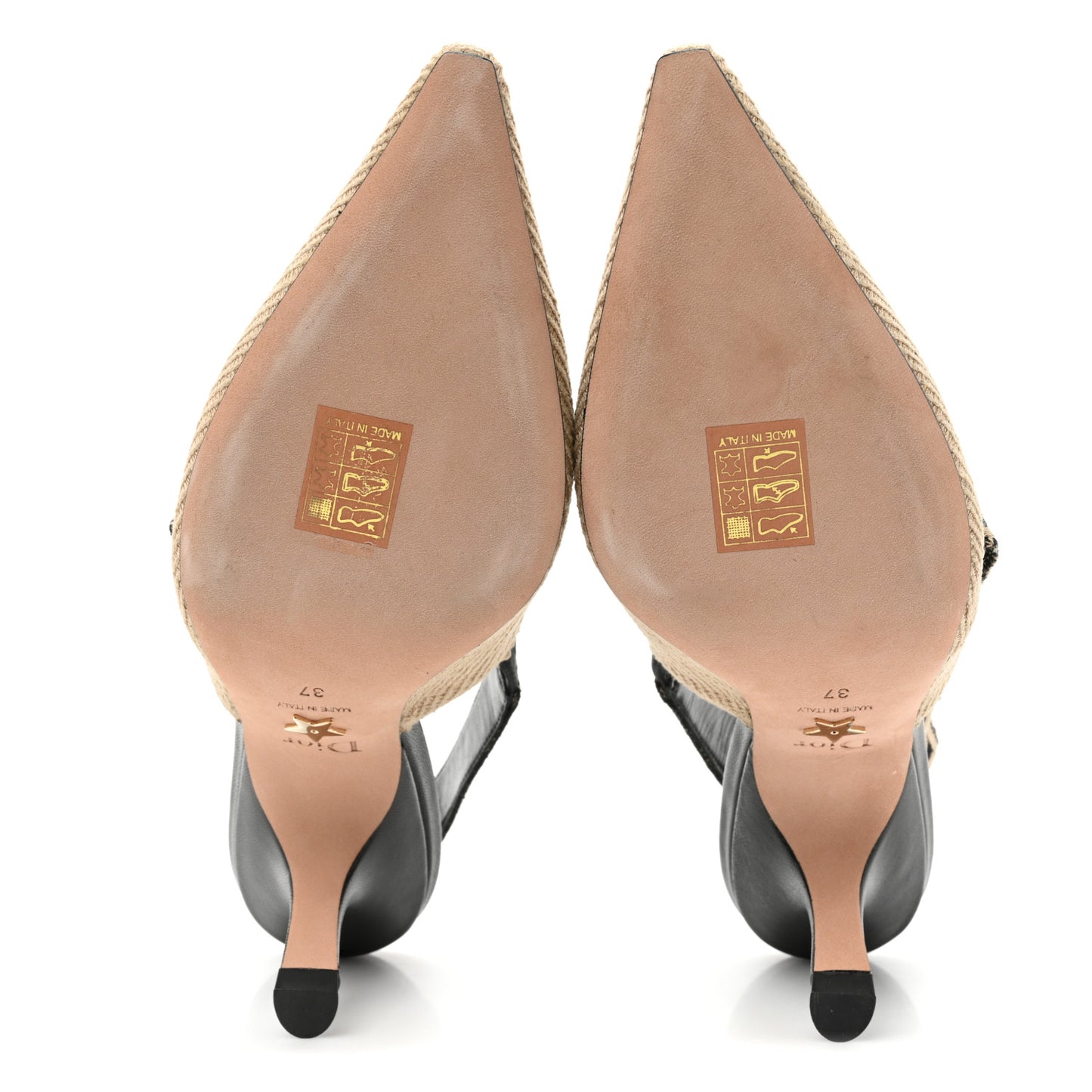Natural Canvas Ribbon Embroidered J'Adior Slingback 65mm Pumps 37 Black Cream