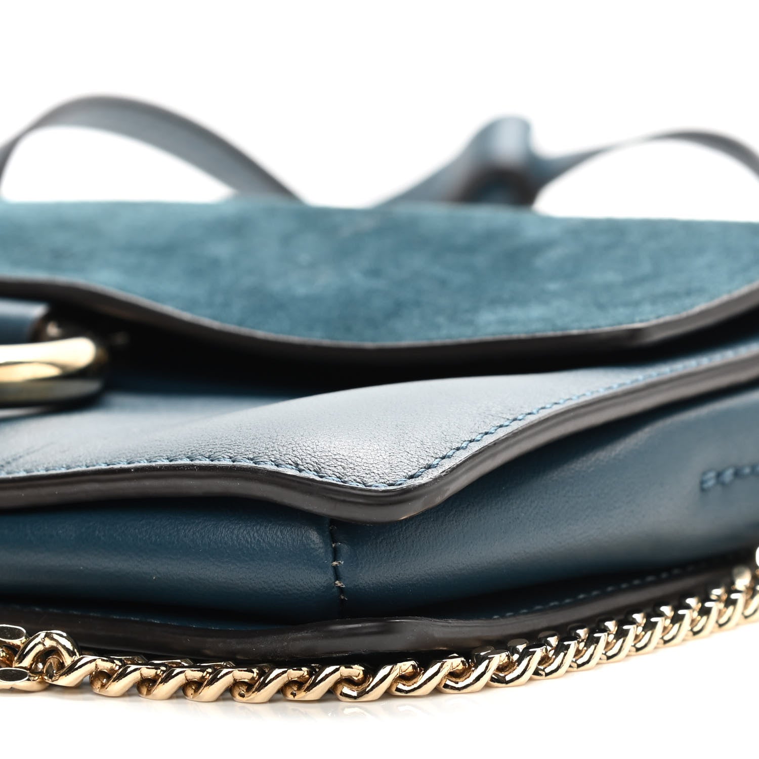 Chloe Suede Calfskin Small Faye Shoulder Bag Majolica Blue 17 of 20