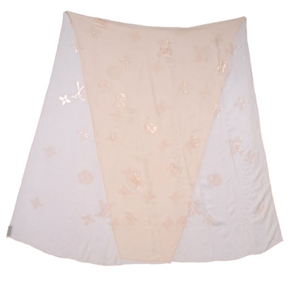 Louis Vuitton Silk Polyamide Glitter Monogram Stole Beige 3 of 5