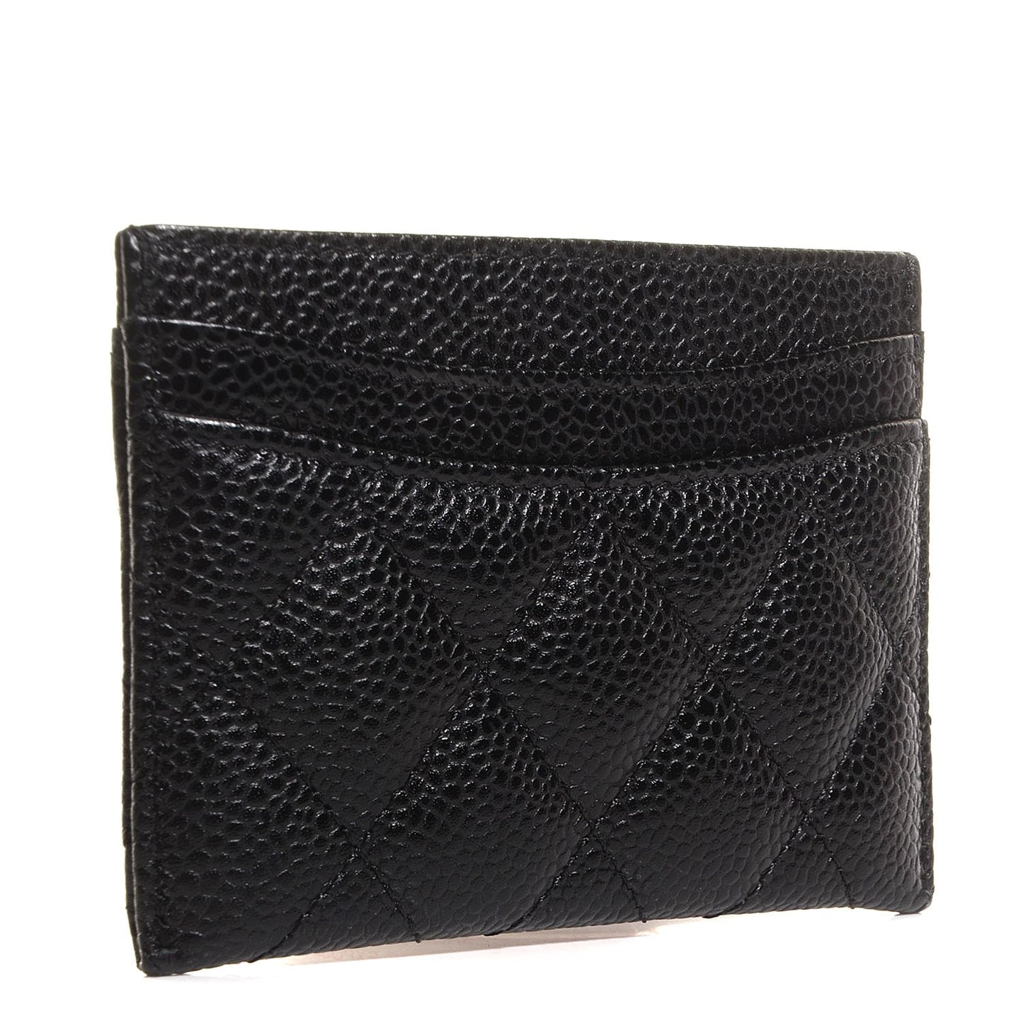 Caviar Quilted Card Holder Black