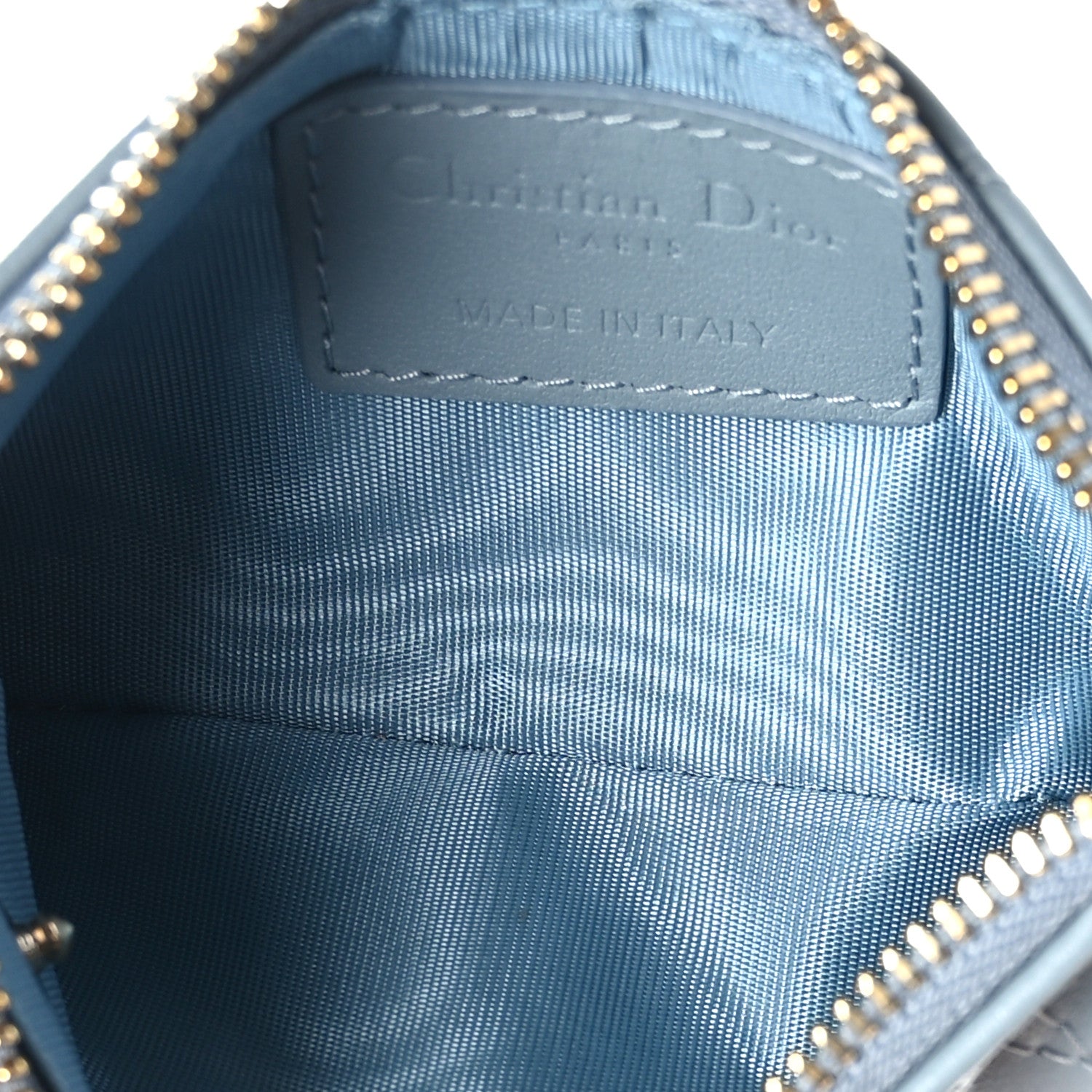 Christian Dior Lambskin Cannage Lady Dior Zipped Key Case Cloud Blue 5 of 7
