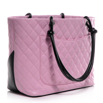 Chanel Calfskin Quilted Large Cambon Tote Pink Black 3 of 7