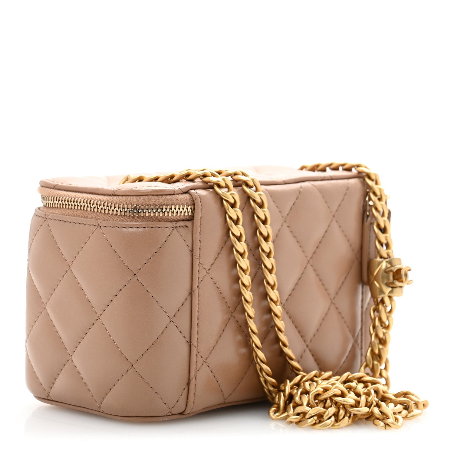 Chanel Lambskin Quilted Small Pillow Crush Vanity Case With Chain Beige 3 of 13
