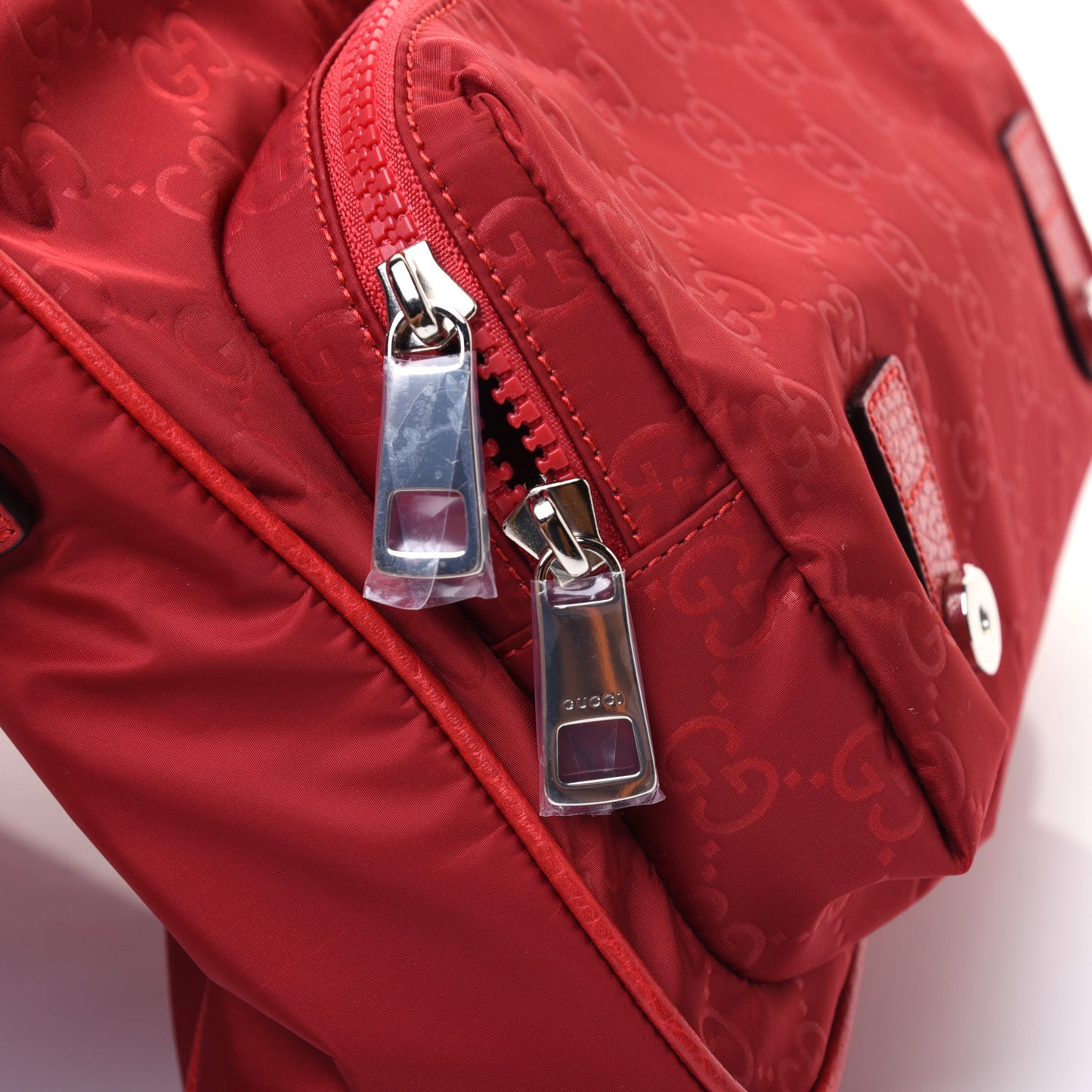 Nylon Monogram Double Buckle Flap Messenger Bag Vibrant Red