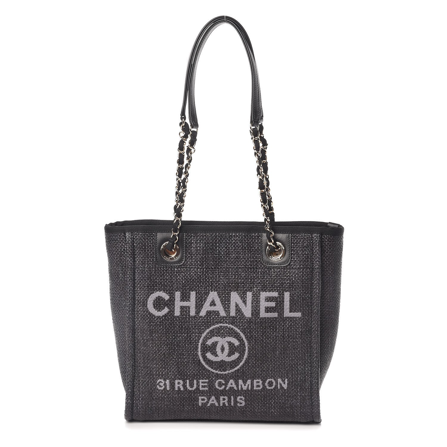 Chanel Woven Straw Raffia Mini Deauville Tote Black 1 of 9