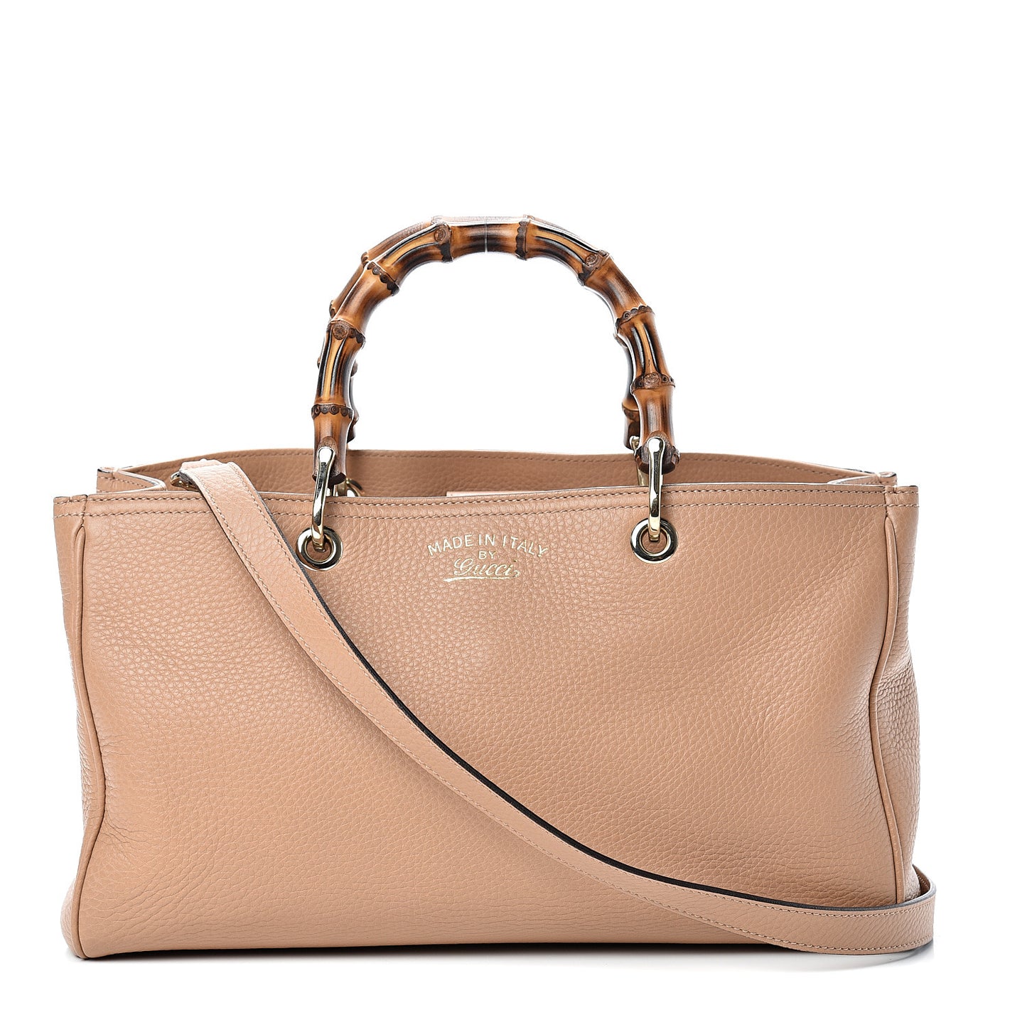 Pebbled Calfskin Medium Bamboo Shopper Tote Camelia