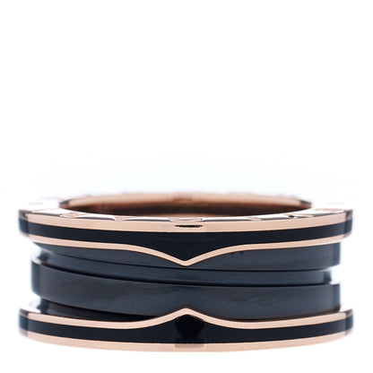 Bulgari 18K Rose Gold Black Ceramic Matte B.Zero1 Two-Band Ring 50 5.25 3 of 5