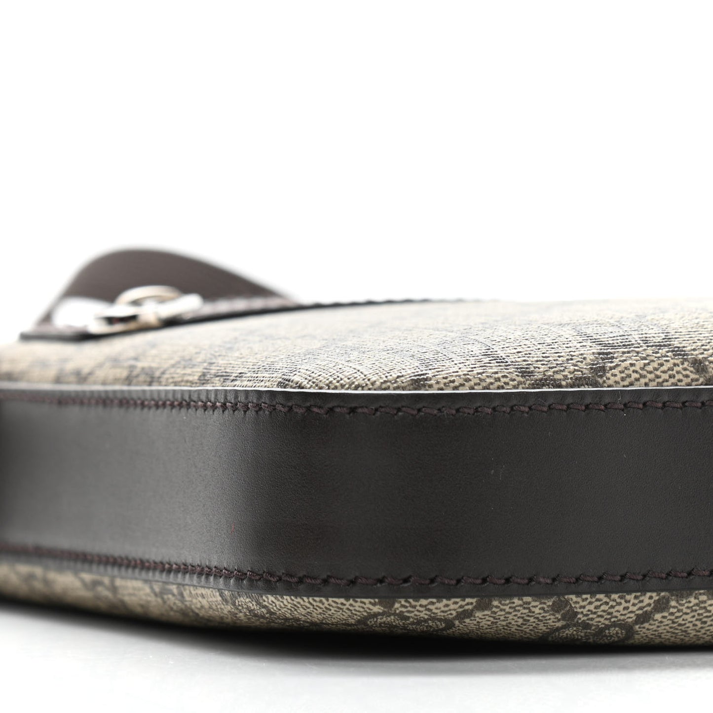 GG Supreme Monogram Selleria Calfskin Small Flat Messenger Bag Beige Ebony Cocoa Marrone Scuro