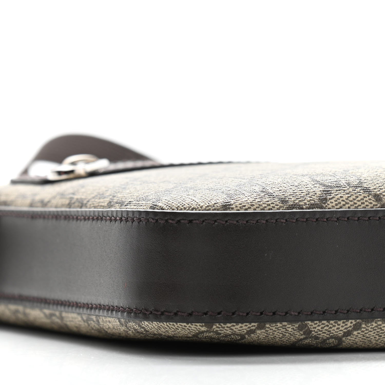 Gucci GG Supreme Monogram Selleria Calfskin Small Flat Messenger Bag Beige Ebony Cocoa Marrone Scuro 9 of 11
