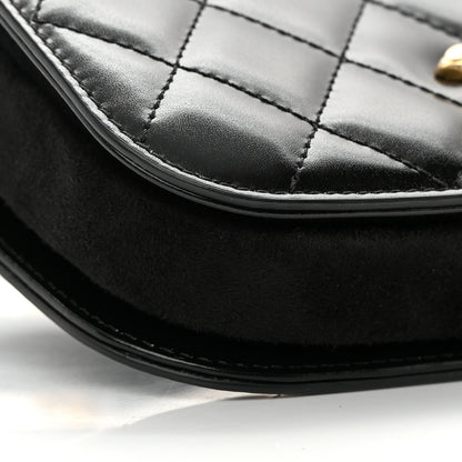 Chanel Shiny Calfskin Quilted Suede Goatskin Belt Bag Black 9 of 13