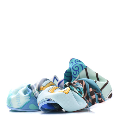 Hermes Silk Patchwork Claudia Scrunchie Pale Blue 1 of 4