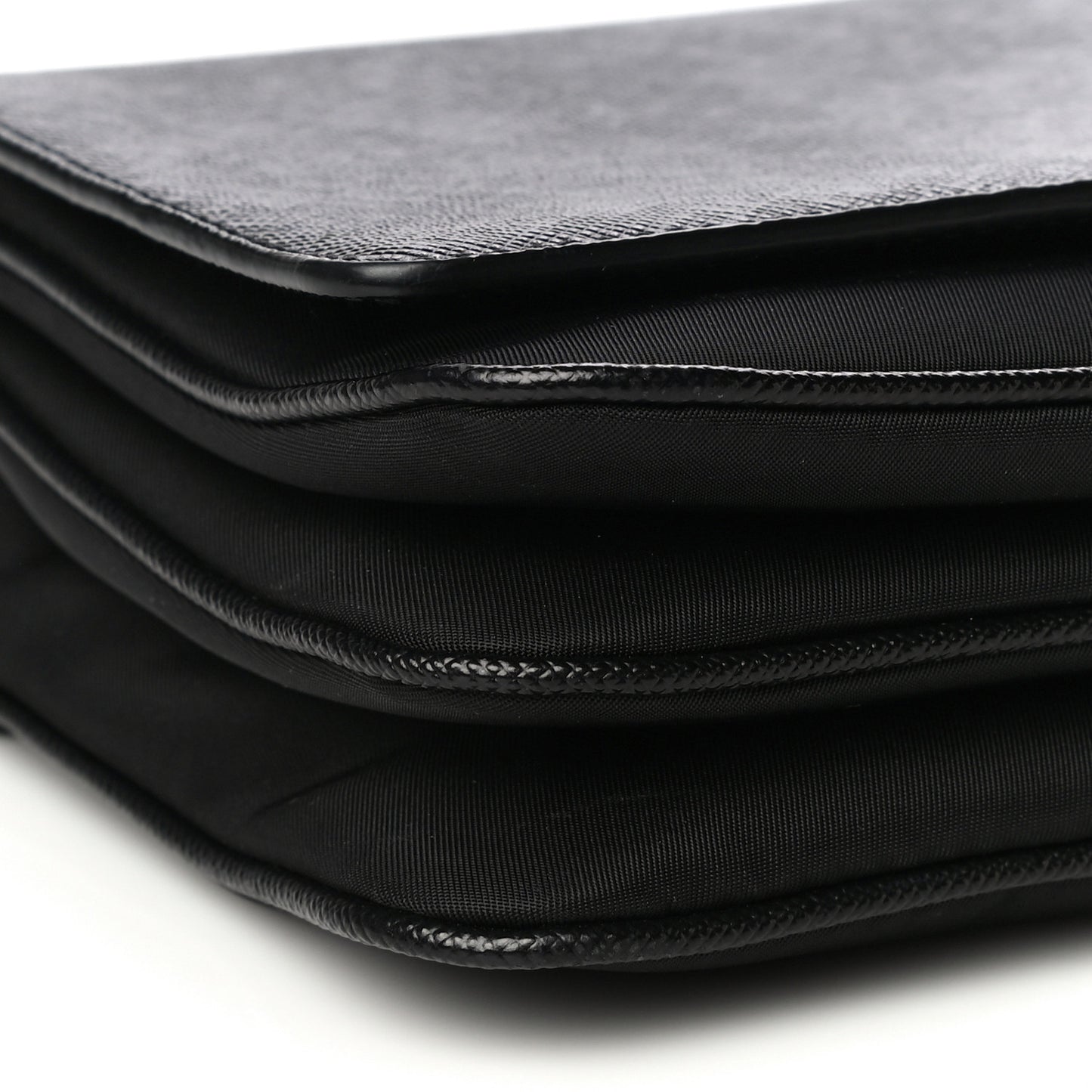 Saffiano Tessuto Nylon Chain Shoulder Bag Black