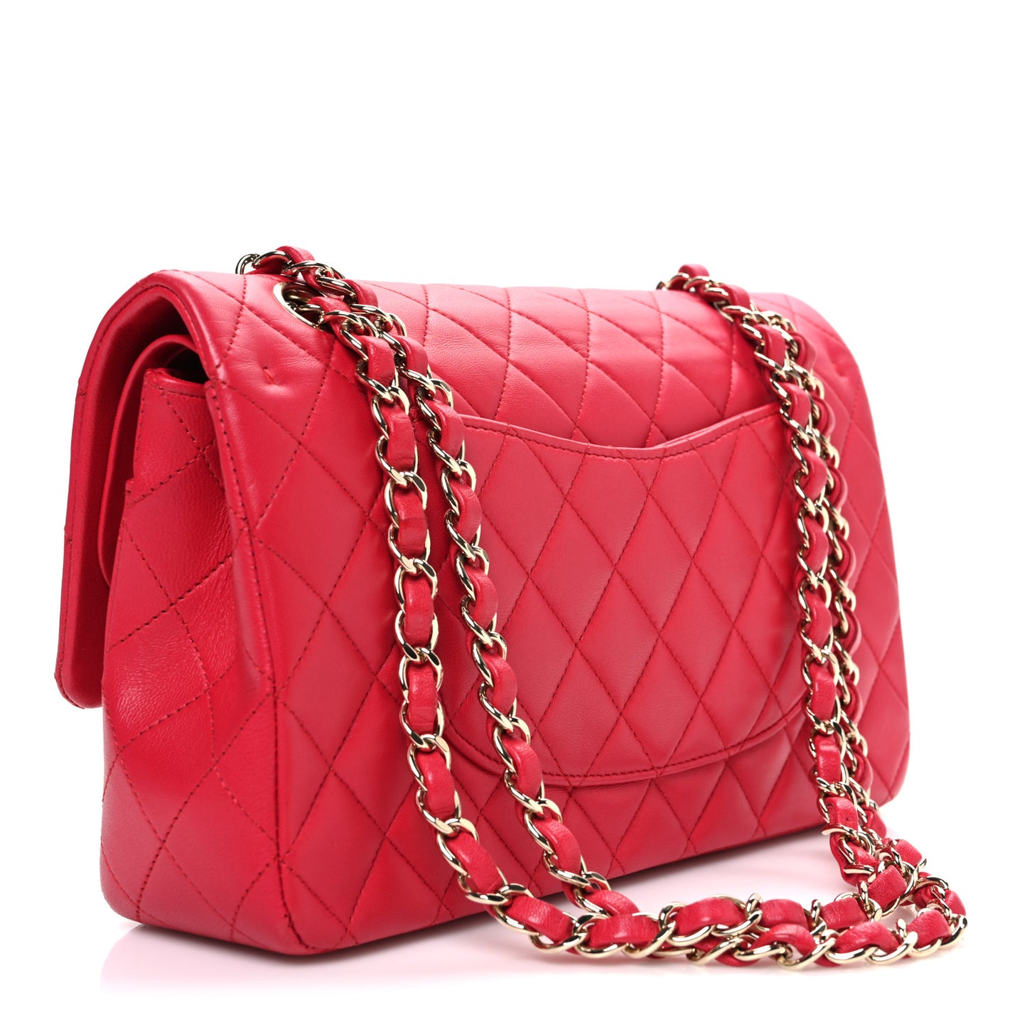 Lambskin Quilted Medium Double Flap Pink