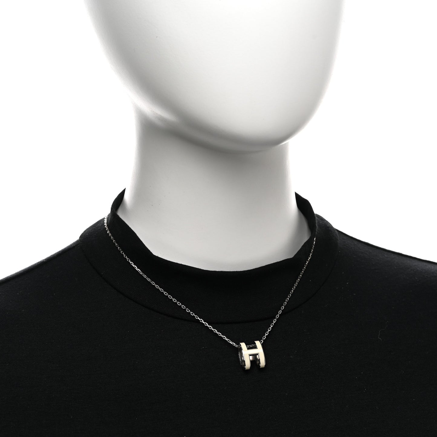 Lacquered Palladium Pop H Pendant Necklace White