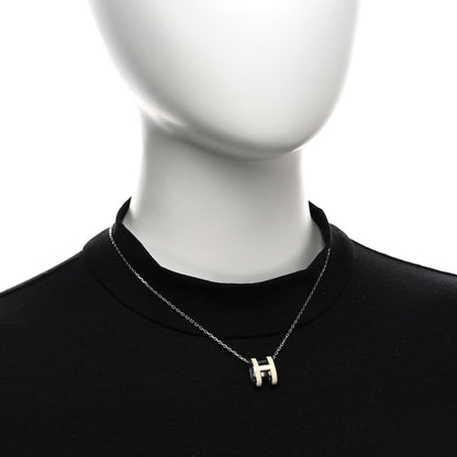 Hermes Lacquered Palladium Pop H Pendant Necklace White 2 of 7