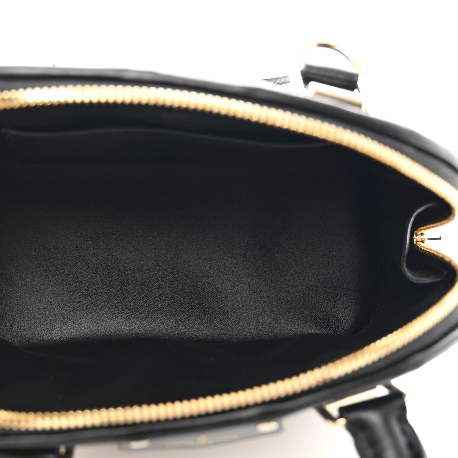 Louis Vuitton Lambskin Malletage Alma BB Black Beige 5 of 9
